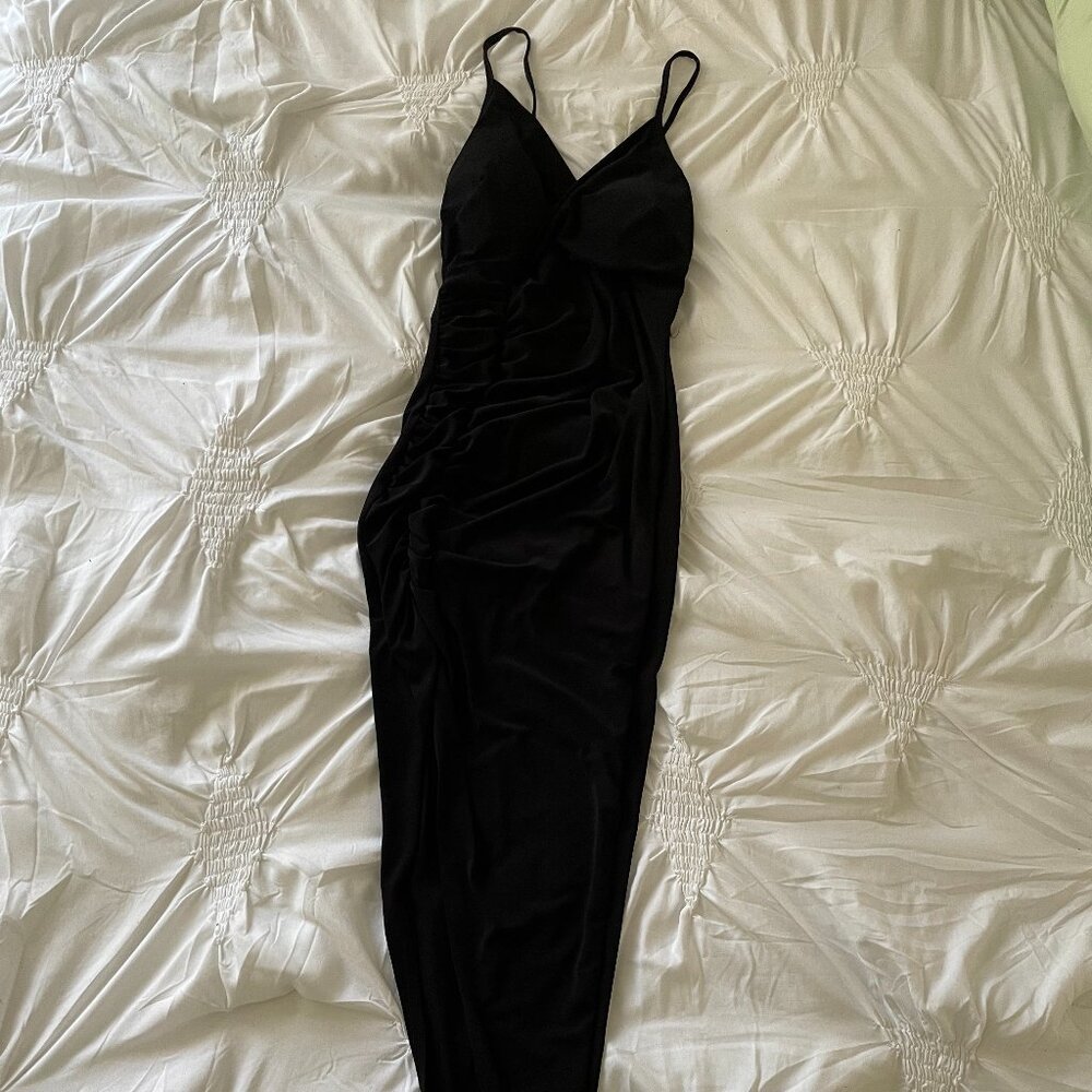 Spaghetti Strap Slit Slim Fitting Dress